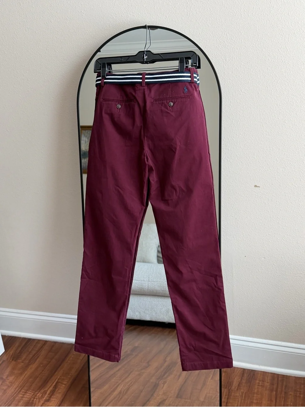 Polo Ralph Lauren Boys Size 18 Burgundy Chino Pants NWT Belted